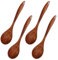 Lot de 4 cuillères en bois - Cuillères de cuisine en bois naturel - Pour boire du café, du thé et de la soupe