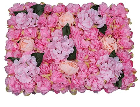 Künstliche Blumenwand, Blume Wandpaneel Wand Kunstblumen Hintergrund Hochzeit Blumenwand Blumengestecke Hortensien Dekoblumen Unechte Seidenblumen Gesteck, Dahlie, Pfingstrose, Hortensie,6st