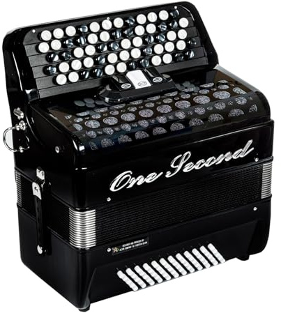 ONESECOND Bayan Accordion B System, 60 Bass 62 Key Professional Accordion Educational Instrument, Suitable for Beginners and Students, Comes with Strap (black)