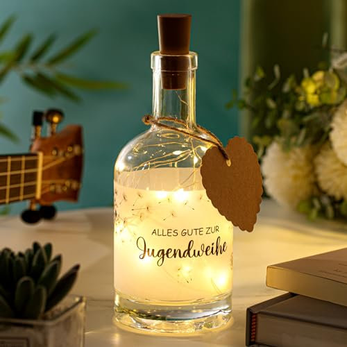 BBTO Jugendweihe Geschenke Alles Gute zur Jugendweihe Flaschen Flaschenlicht Geldgeschenk LED Geld Leuchtflasche Geburtstag Geschenk für Erwachsen Jugendliche
