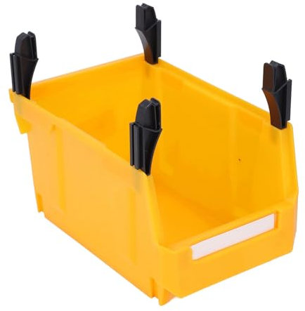 Stackable Workshop Tool Bin Vertical Storage Organizer for Assembly Parts PP Plastic Back Hanging High Load Capacity for Garage Hardware Store (Yellow)