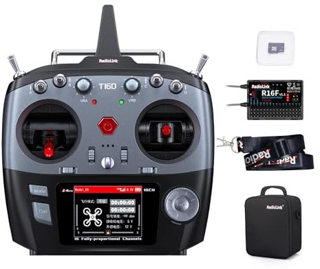 Radiolink T16D 16 Kanäle RC-Sender und R16F Telemetrie-Empfänger, Multi-Protokoll und Voice Broadcast Unterstützung, RC-Funkfernbedienung für Drohne, Flugzeug, Auto, Boot und mehr (Mode 2 Left Throttl