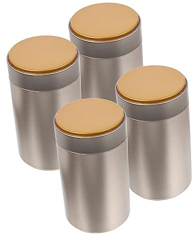 Hoement 4stücke Luftdichte Teedosen Mit Deckel Für Losen Tee Aufbewahrung Von Trockenen Lebensmitteln Wie Tee Getreide Müsli Reis Bohnen Nüssen Tragbare Vorratsgläser Aus Weißblech