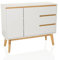 hjh LIVING Kommode mit 3 Schubladen, 2 Türen TAROLO I Sideboard im skandinavischen Stil, Soft-Close, griffloses Design, Schrank mit Holzbeinen, Weiß
