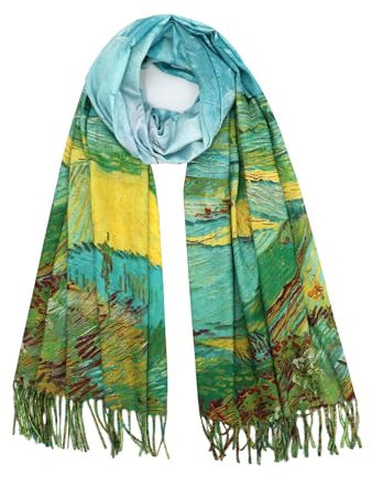 RonFoxi Wendbarer weicher Kaschmir-Schal, groß, Pashmina-Schal, doppelseitig, Motiv: Monet Van Gogh, Kunstdruck, Stil 11, 28*79
