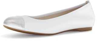 Gabor Damen Klassische Ballerinas, Frauen Flats,Ballerina-Schuhe,Ballett-Schuhe,Ballet-Flats,flach,Ausgehschuhe,Weiss/Silber,40.5 EU / 7 UK