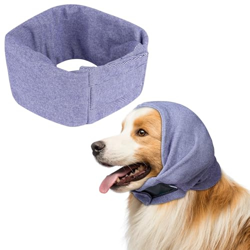 Aomig Ohrenschützer für Hunde - Hundemütze, Gehörschutz, Verstellbare Ohrenklappe Mit Stretchbändern, Kopfwickel, Hals Wärmer (Lila, S)