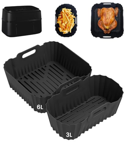 Silikonform für Heißluftfritteuse Zubehör Geeignet für Philips Dual Basket Airfryer 3000-serie 6L/3L, Airfryer-Einsätze, Wiederverwendbar anstelle Airfryer Backpapier Pergamentpapier