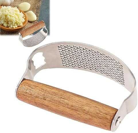 2025 New Garlic Press Rocker, Stainless Steel Manual Garlic Press and Chopper, Ginger Garlic Cutter Kitchen Aid for Easy Use and Cleaning (1PCS)