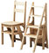 Escabeau pliable à 4 niveaux en bois convertible, échelle et siège de bibliothèque 2 en 1, pliable, multifonction pour la maison, la cuisine, le bureau, le salon (bois, 39 x 46 x 90 cm)