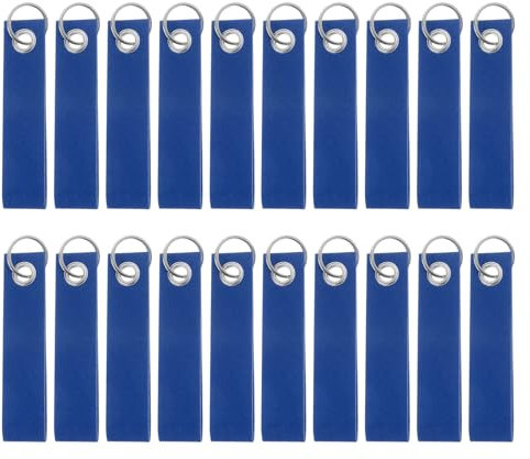 QUARKZMAN 20 Stück Filz Schlüsselanhänger mit Edelstahl Ring, Schlüsselanhänger Rohlinge Bunt Beschriftbare Filzanhänger für DIY-Dekoration Taschen (Blau, 130 * 30 mm)