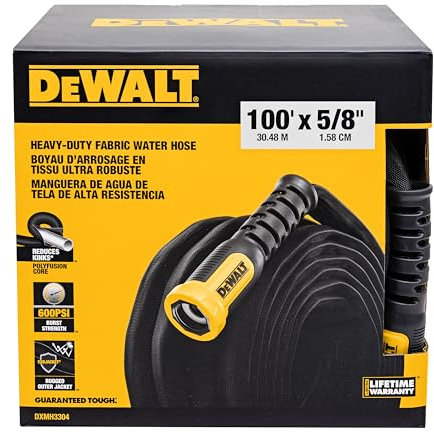 DEWALT 100 ft x 5/8 in Heavy-Duty Professional Grade Fabric Garden Hose - DXMH3304
