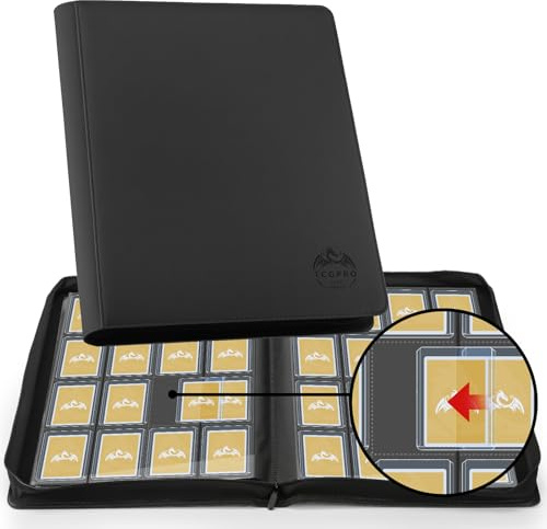 TCGPRO 16 Pocket Toploader Binder für 3x4 Sammelkarten mit Hüllen Schwarz | Für 640 3x4 Sammelkarten mit Hüllen, Toploader Album, 20 doppelseitige Seiten, Kompatibel mit Trading Card, Sportskarten