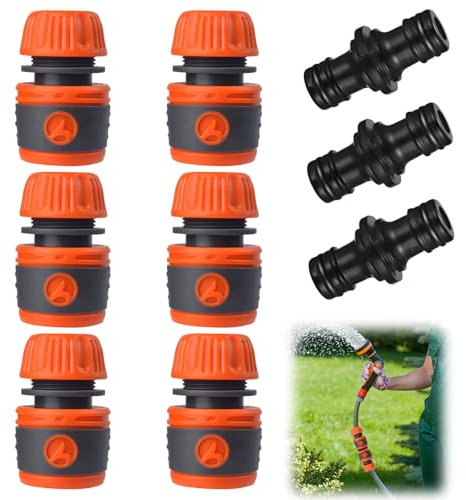Raheem 9 Stück 1/2 Zoll Gardena Schlauch Kupplungs Satz 6 Stück Schlauchverbinder mit 3 Stück Doppelstecker Gartenschlauch für Wasserhahn,Gartenschlauch,Gartenbewässerung, Autowäsche,Haushaltsnutzung