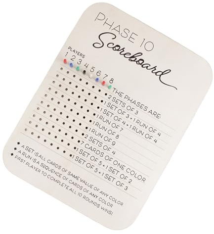 Saiyana Brettspiel Wood Phase 10 Score Board Mit Farbigen PEGs Scoring Board Phase Card Game Score Blätter Einfach Zu Bedienen