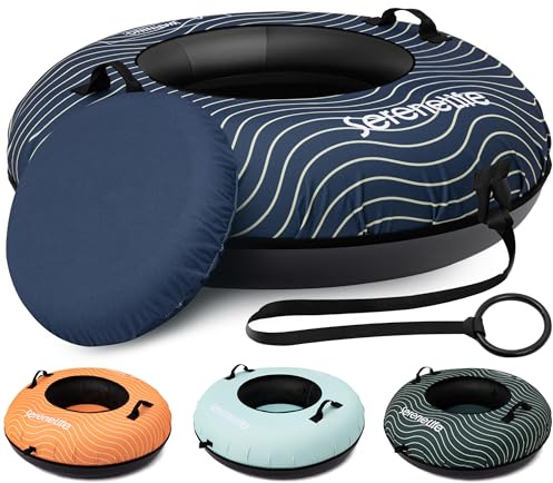 SereneLife Luge Gonflable 100 cm – Tube de Neige Résistant avec Coque Rigide et Housse Oxford – pour Enfants et Adultes