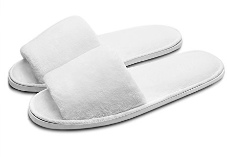 Echoapple Lot de 5 paires de pantoufles à bout ouvert Blanc pour spa, fête, hôtel et voyage