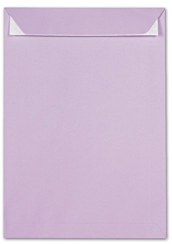 25 Versandtaschen DIN C4 Flieder 120 g/m² - 229 x 324 mm 22,9 x 32,4 cm - selbstklebend mit Abziehstreifen - mit Fenster