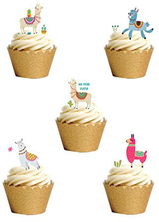 Kuchendekoration, mit Lama-Motiv, essbar, 22 Stück
