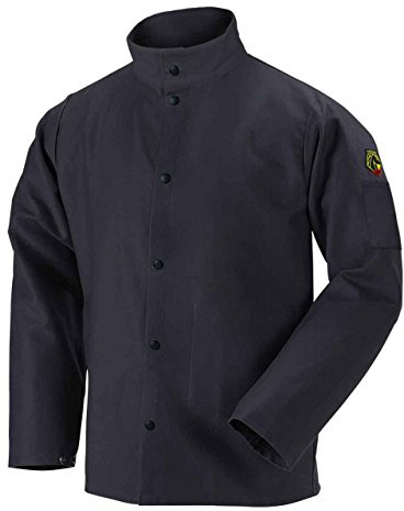 Black Stallion FBK9-30C Flame-Resistant Cotton Welding Jacket, Black, Medium