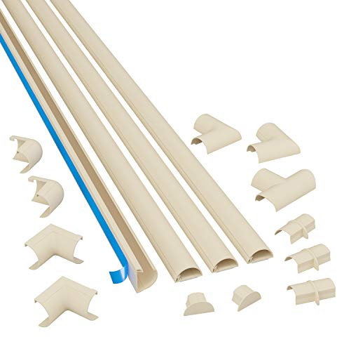 D-Line 3015KIT003 Selbstklebender, Runder Magnolia Kabelkanal, 30x15 mm, 4 x 1 m Länge, 4 Stück