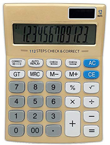 Mengshen Tischrechner Groß, Solarbatterie Dual Power mit 12-stelligem großem LCD-Display Grundrechenmaschine für Büro/Zuhause Elegantes Design