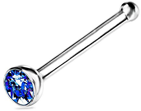 Willys Jewellery Damen Ohrringe Stecker Piercing dünn mit Swarovski Kristallen in 925 Sterling Silber (Blau)