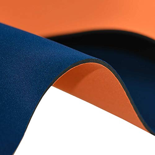 0,5m Neopren Stoff Doubleface 3mm Stretch 130cm breit Meterware in vielen tollen Farben!, Farbe:orange-dunkelblau