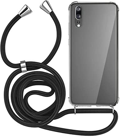 MyGadget Cover per Huawei Mate 40 Pro 5G - Custodia con Corda - Case con Cordino Trasparente Antiurto con Laccio | Tracolla - Practical Stylish - Nero