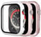 Dirrelo 3 Pack PC Case Compatible with Apple Watch Series 6/5/4/SE 40mm Tempered Glass Screen Protector, Full Cover Thin All-Around HD Protective Bumper Case for iwatch 6/5/4, White/Pink/Rose gold