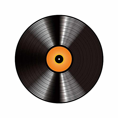 Morbuy Runder Teppich Innenbereich, Bedruckte Bodenmatte Flur Teppich Polyester Wohnzimmer Fussabstreifer rutschfest und Waschbar Praktische Fußabtreter (120cm,Schallplatten)