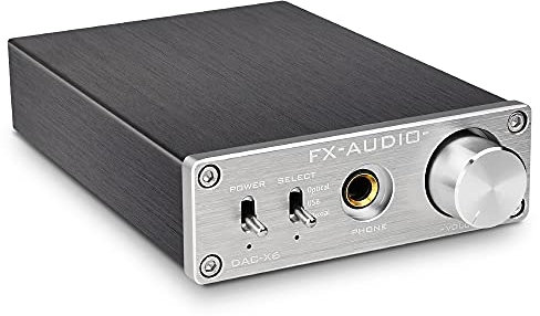 KGUSS FX AUDIO DAC-X6 Mini HiFi 2.0 Digital Audio Decoder DAC Eingang USB/Koaxial/Optischer Ausgang RCA/Kopfhörerverstärker 24Bit/96KHz DC12V (Splitter)