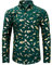 HISDERN Men's Luxury Shiny Gold Printed Shirts Long Sleeve Button Down Paisley Floral Stylish Dress Shirts for Tuxedo Wedding Party Nightclub Prom Green 2XL