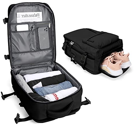 BJLFS Borse da Cabina per Ryanair Bagaglio a Mano Easyjet Borsa Zaino da Viaggio, Zaino da trekking,Zaino Casual per laptop da 14 pollici per scuola,Nero
