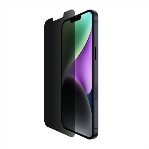 Belkin Privacy Tempered Glass Screen Protector for iPhone 14 Plus, 13 Pro Max, Treated Surface with Anti-Fingerprint Coating and Bubble Free Application with Included Easy Align Tray