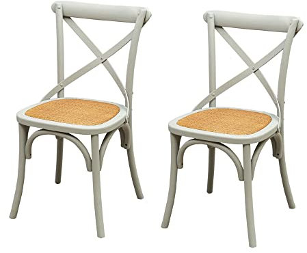 Biscottini 2 Sillas de Comedor Ratan 86x42x46 cm - Sillas Cocina Madera Vintage - Silla Comedor Muebles Rusticos