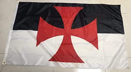 Tempelritter-Flagge, mittelalterlich, 90 x 150 cm, Polyester, 2 Ösen mittelalterlich