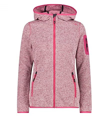 CMP Giacca in Knit-Tech da Donna con Cappuccio Fisso, Titanio-Bianco-Fucsia, 40