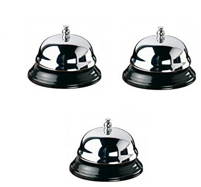TEMPO DI SALDI 3 x Tischglocke aus poliertem Metall für Hotel und Restaurant