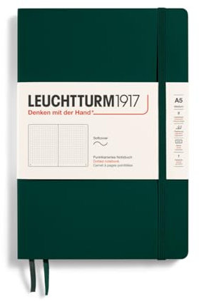 LEUCHTTURM1917 367269 Notizbuch Medium (A5), Softcover Schreibbuch, 123 nummerierte Seiten, Forest Green, dotted