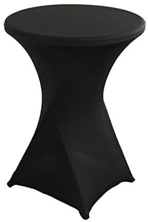 iEventStar Stretch Stehtisch Hussen Spandex Stehtischhussen Bartische Hochzeit Erstärkung im Fußbereich Rund Tischdecke für Bistrotisch Cocktail-Party (Schwarz, 1er Set - Ø 80-85 cm)