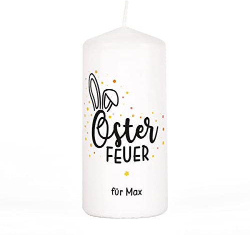 Herz & Heim® Osterkerze als Osterdeko oder Ostergeschenk mit Namensaufdruck (Osterfeuer)
