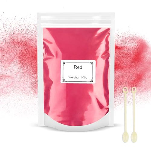 Epoxidharz Farbe Mica Pulver 100g, Metallic Farbe Resin Pulverfarbe Geeignet für Seifenfarbe, Lipgloss, Nagellack, Make-up, Epoxidharz, Kerzenherstellung, Badebombe, Schleim (Rot)…