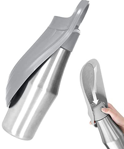 Borraccia portatile per cani | Bottiglie d'acqua per cani 750 ml per camminare | Distributore d'acqua pieghevole per cani viaggio in acciaio inossidabile | Borraccia per cani e gatti a prova perdite