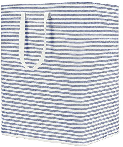 DOKEHOM 120L Freestanding Laundry Hamper with Handle, Collapsible Extra Large Cotton Storage Basket for Clothes (Blue)