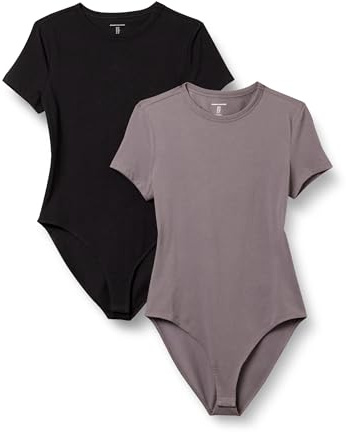 Amazon Essentials Damen T-Shirt-Body aus elastischem Baumwolljersey mit schmaler Passform, 2er-Pack