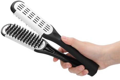 Peine Con Abrazadera Profesional En Forma De V, Cepillo Para Alisar El Cabello Plancha De Pelo Con Cepillo De Doble Cara Herramienta Para Peinar El Cabello para Peluquería y Uso Familiar