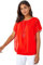 Roman Originals Chiffon Overlay Top with Necklace for Women UK Ladies Smart Evening Blouse Fitted Stretchy Going Out Elegant Sparkly Party 3/4 Length Sleeve V-Neck Silk - Orange - Size 14