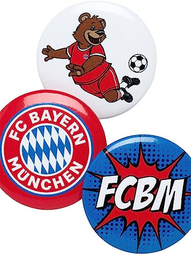 FC Bayern München Kinder Button 3er Set - Logo + Berni + FCB - Anstecker
