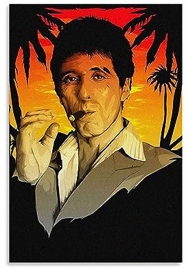 Scarface (1983) IMDB Top 250 Filmposter auf Leinwand, dekoratives Gemälde, Leinwand-Wandposter und Kunstdruck, modernes Familienschlafzimmer-Dekor-Poster, 50 x 75 cm
